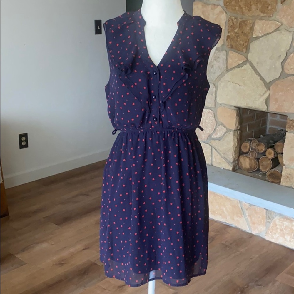 Navy blue with red hearts valentines dress ♥️